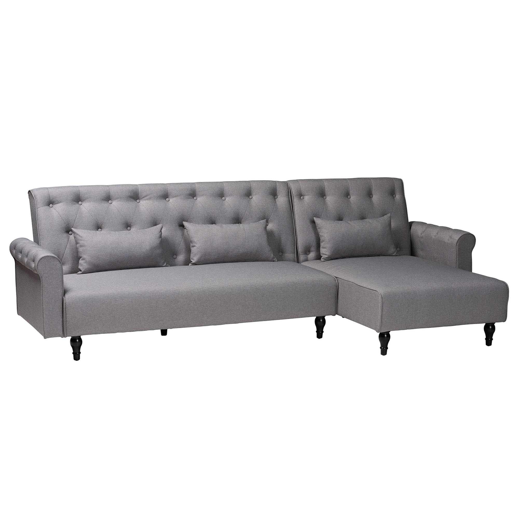 Baxton Studio Chesterfield Retro-Modern Slate Grey Fabric Upholstered Convertible Sleeper Sofa